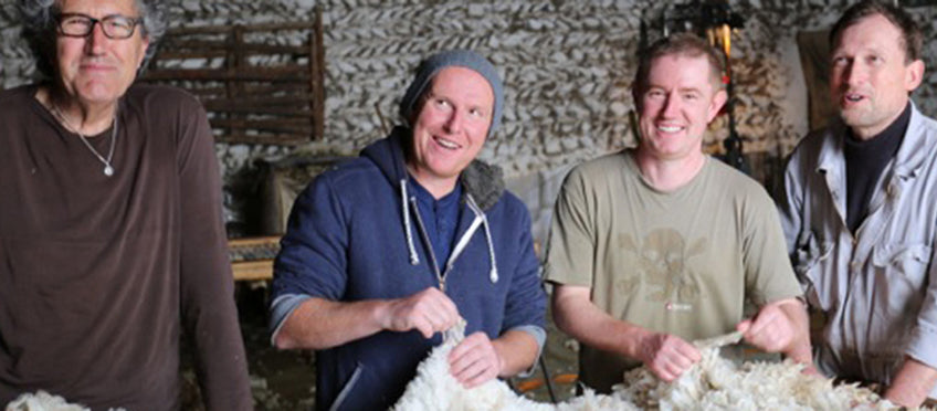 The Wooltops team getting hands on in the Falklands